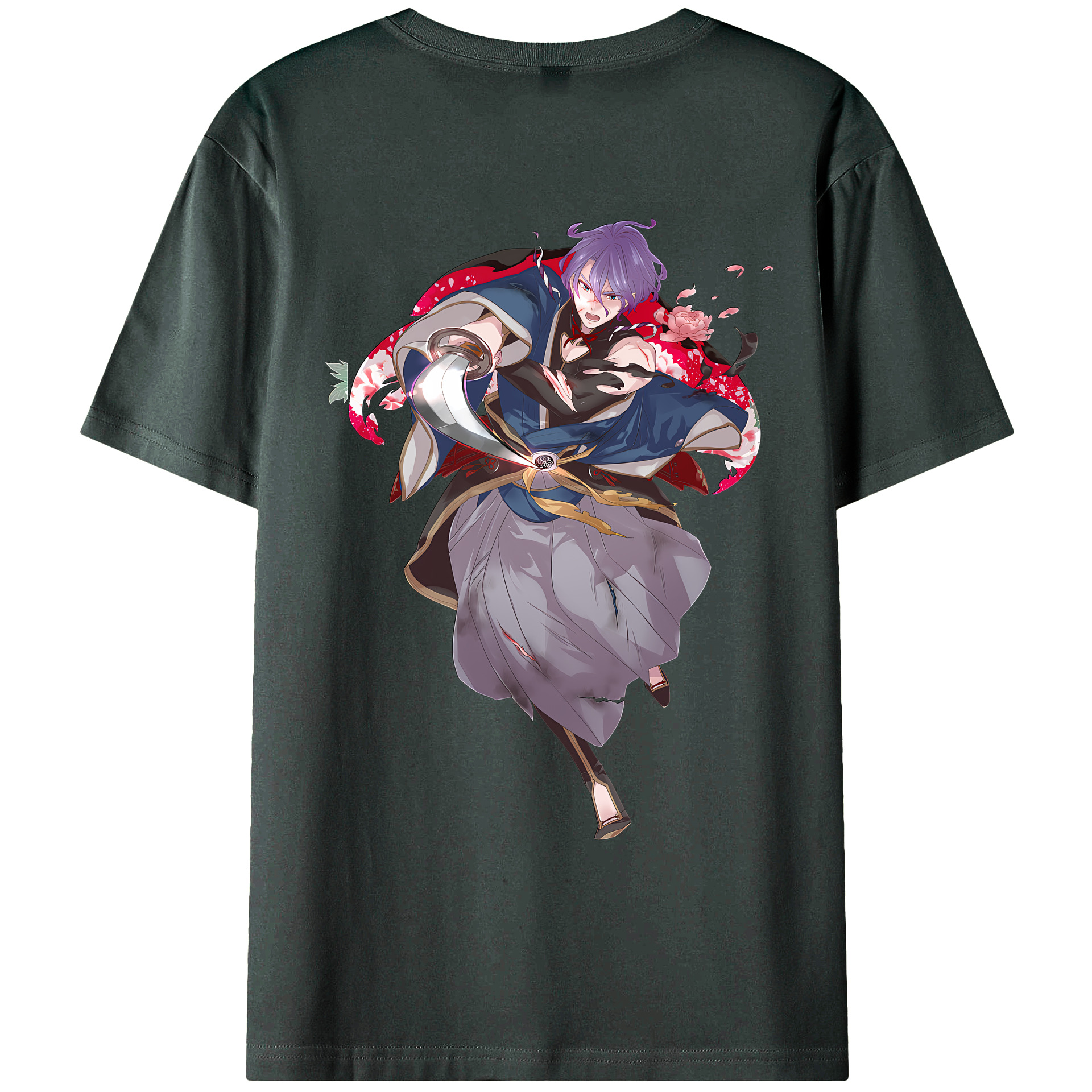 （画像用） 刀剣乱舞 Touken Ranbu 綿100％ メンズ半袖Tシャツ（バックプリント） 通気性